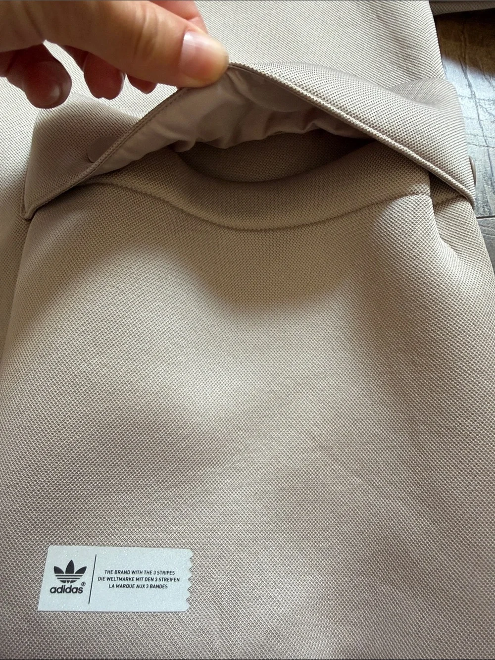 adidas beige bomber jacket with front flap pockets